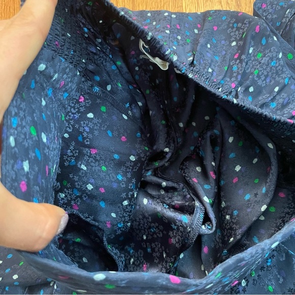 Rebecca Taylor Jacquard Silk Speckled Dot Pant in Navy Comb size 0 - Picture 10 of 13